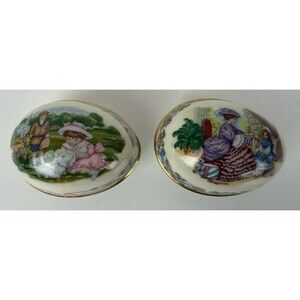 Vintage Pair Lenox Eggs - Her First Easter Bonnet 1988, Easter Enchantment 1992